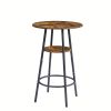 Round bar stool set with shelves, stool with backrest Rustic Brown,23.62''w x 23.62''d x 35.43''h