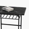 Modern 3-Piece Dining Table Set with 2 Chairs for Dining Room; Black Frame+Printed Black Marble Finish