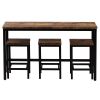 TOPMAX Counter Height Extra Long Dining Table Set with 3 Stools Pub Kitchen Set Side Table with Footrest; Brown