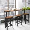 TOPMAX Counter Height Extra Long Dining Table Set with 3 Stools Pub Kitchen Set Side Table with Footrest; Brown