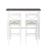 TOPMAX Farmhouse 48'Rectangular Wood Bar Height Dining Set Kitchen Breakfast Nook with 2 Chairs for Small Places; Cherry+White