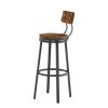 Swivel bar stool set of 2 with backrest; industrial style; metal frame; 29.5'' high.(Rustic Brown; 13.4''w x 40.5''h)