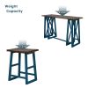 TOPMAX Rustic Counter Height 5-Piece Dining Set; Wood Console Table Set with 4 Stools for Small Places; Walnut+Blue