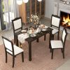 TREXM 5-Piece Wood Dining Table Set Simple Style Kitchen Dining Set Rectangular Table with Upholstered Chairs for Limited Space (Espresso)