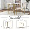 TOPMAX Modern 3-Piece Round Dining Table Set with Drop Leaf and 2 Chairs for Small Places; Golden Frame+Faux White Granite Finish