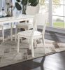 Classic Stylish White Finish 5pc Dining Set Kitchen Dinette Wooden Top Table and Chairs Cushions Seats