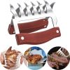 LMETJMA Bear Claws Stainless Steel BBQ Meat Shredder Claws with Wooden Handle Bottle Opener Turkey Chicken Claws KC0423