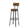 Swivel bar stool set of 2 with backrest; industrial style; metal frame; 29.5'' high.(Rustic Brown; 13.4''w x 40.5''h)