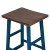 TOPMAX Rustic Counter Height 5-Piece Dining Set; Wood Console Table Set with 4 Stools for Small Places; Walnut+Blue