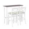 TOPMAX Farmhouse 48'Rectangular Wood Bar Height Dining Set Kitchen Breakfast Nook with 2 Chairs for Small Places; Cherry+White