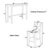 TOPMAX Farmhouse 48'Rectangular Wood Bar Height Dining Set Kitchen Breakfast Nook with 2 Chairs for Small Places; Cherry+White