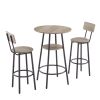 JHX Bar Table Set with 2 Bar stools PU Soft seat with backrest (Grey; 23.62''L*23.62''W*35.43''H)