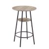 JHX Bar Table Set with 2 Bar stools PU Soft seat with backrest (Grey; 23.62''L*23.62''W*35.43''H)