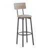 JHX Bar Table Set with 2 Bar stools PU Soft seat with backrest (Grey; 23.62''L*23.62''W*35.43''H)