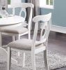 Classic Design Dining Room 5pc Set Round Table 4x side Chairs Cushion Fabric Upholstery Seat Rubberwood Furniture