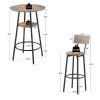 JHX Bar Table Set with 2 Bar stools PU Soft seat with backrest (Grey; 23.62''L*23.62''W*35.43''H)