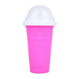 Summer Squeeze Homemade Juice Water Bottle Quick-Frozen Smoothie Sand Cup Pinch Fast Cooling Magic Ice Cream Slushy Maker Beker (Color: Pink)